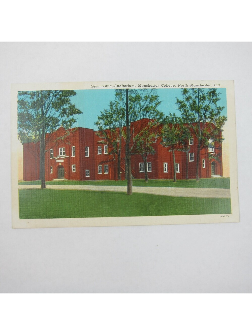 Vintage 1940s Postcard Manchester College Gymnasium Auditorium Indiana UNPOSTED